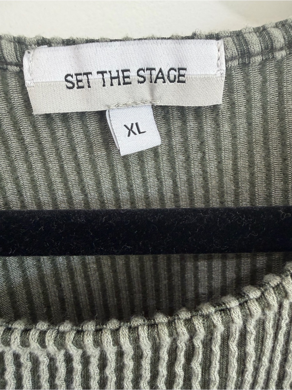 Olive Ribbed Button-Shoulder Tie-Front Tee - Picture 2 of 3